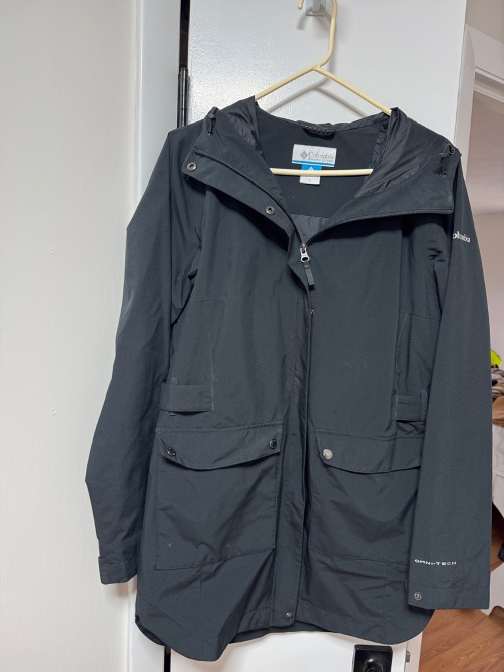 Columbia Black Omni-Tech Hooded Trench Coat